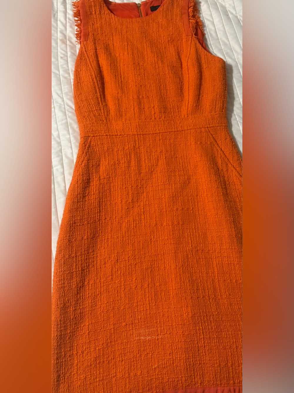 J. Crew Sleeveless Textured Midi Dress in Vibrant Orange